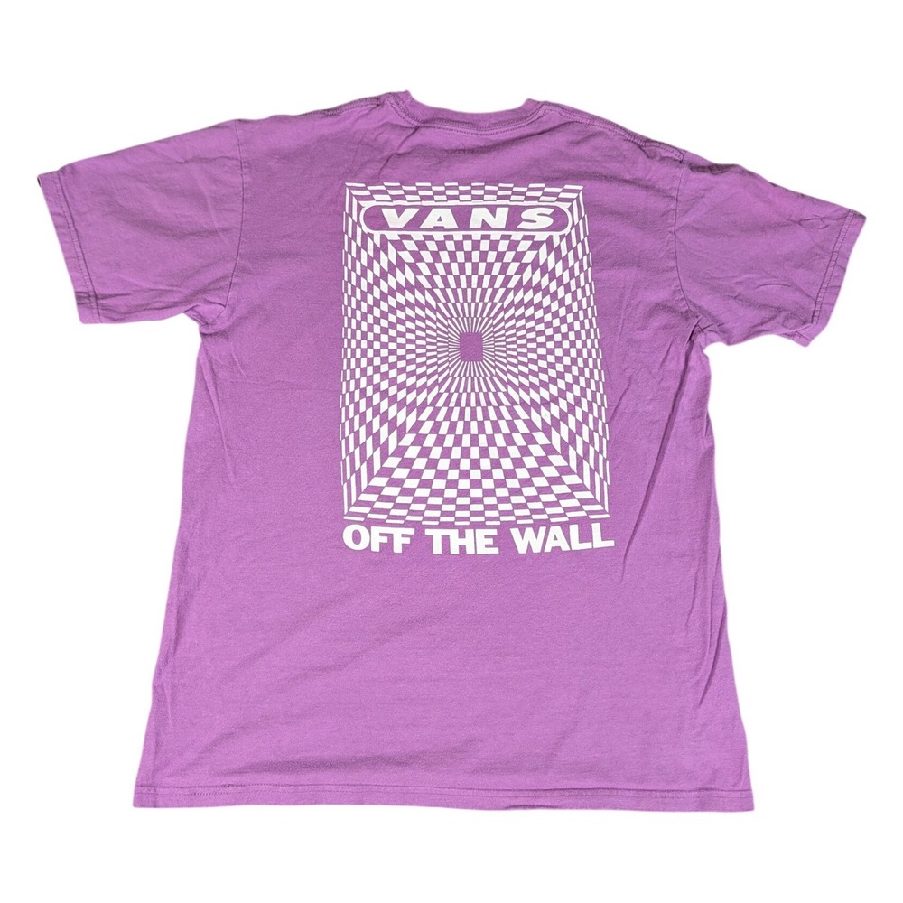 Vans Graphic T-Shirt Womens Medium Purple Checkerboard Illusion Excellent